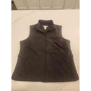 Orvis Womens Size M Full Zip Puffer Quilt Vest Jacket Brown Polyester